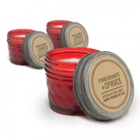 Mason Jar Mini Candle - Pomegranate and Spruce - Set of 3