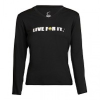Women's Live For It Tennis Black Long Sleeve Performance Shirt Spf 50+ Protection