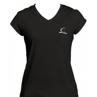 Women's Black Cap Sleeve Performance Shirt - CC Chest Logo