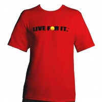 Men's Red Tennis Shirt with Black Live For It Logo
